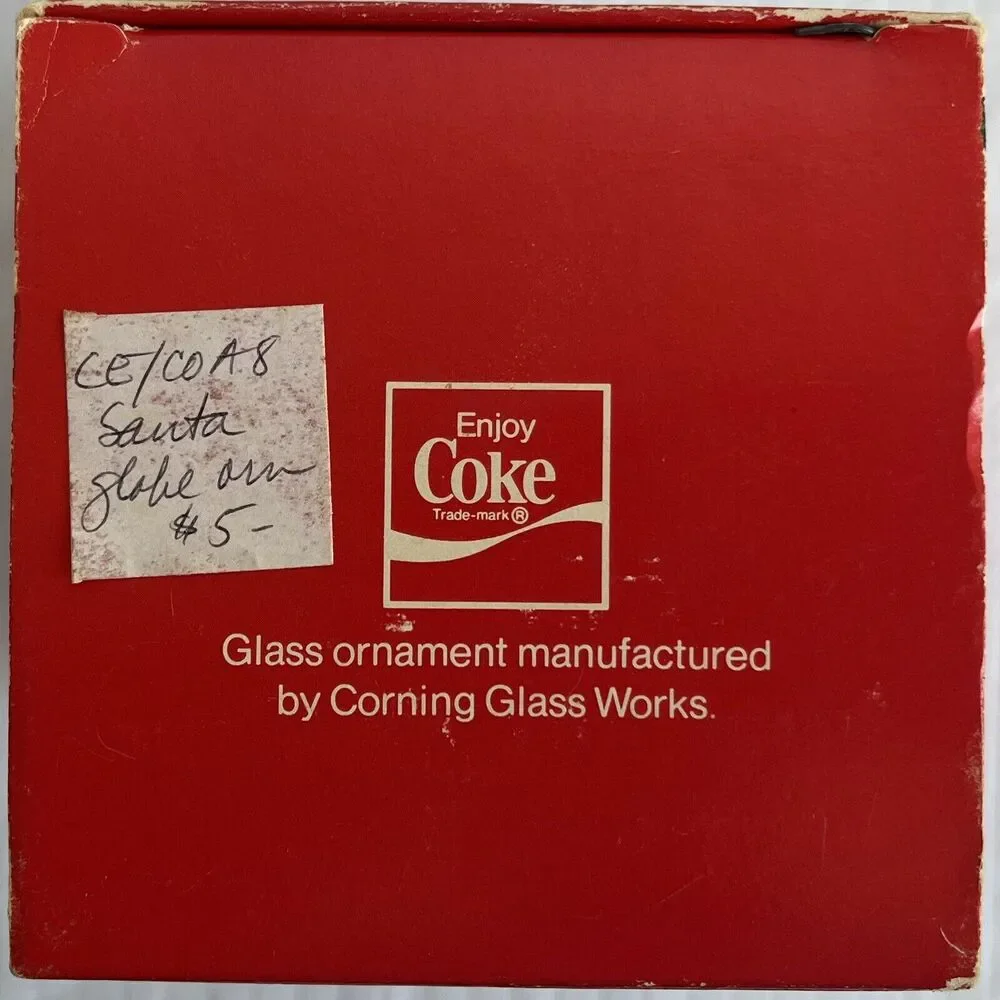 Vintage 1984 Coca Cola Santa Glass Ball Ornament NWT